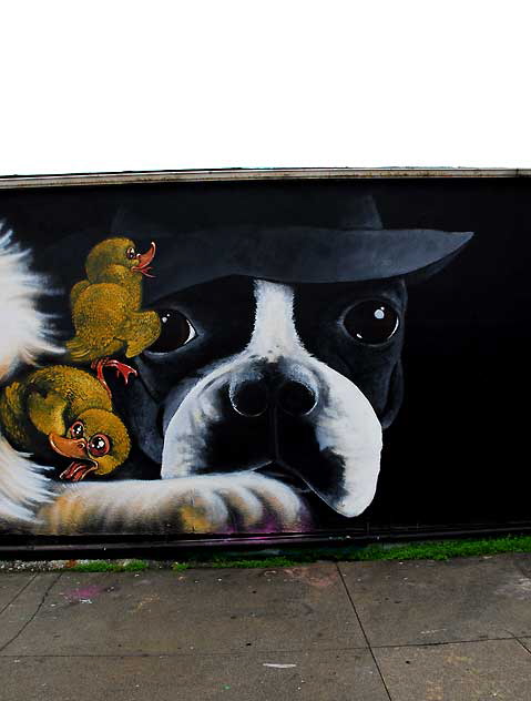 New Cat/Dog/Ape mural, corner of Descanso and Sunset Boulevard, Silverlake - photographed Monday, January 3, 2011 