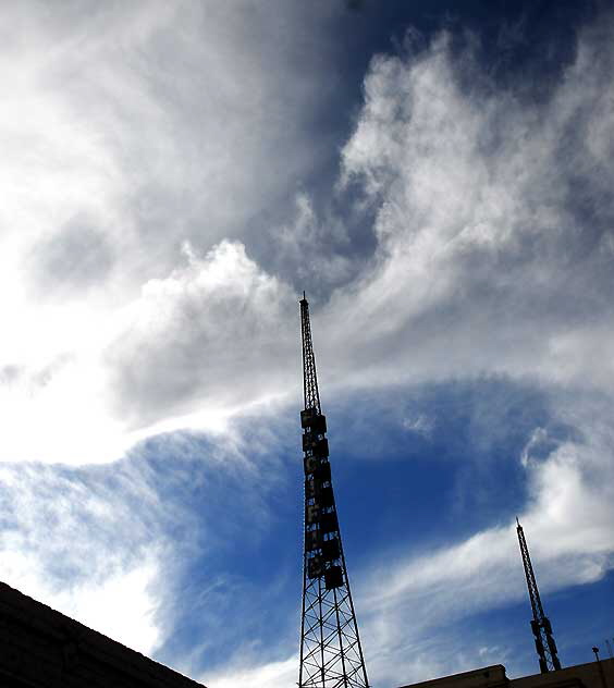 Old radio tower at Warner Pacific Theater on Hollywood Boulevard