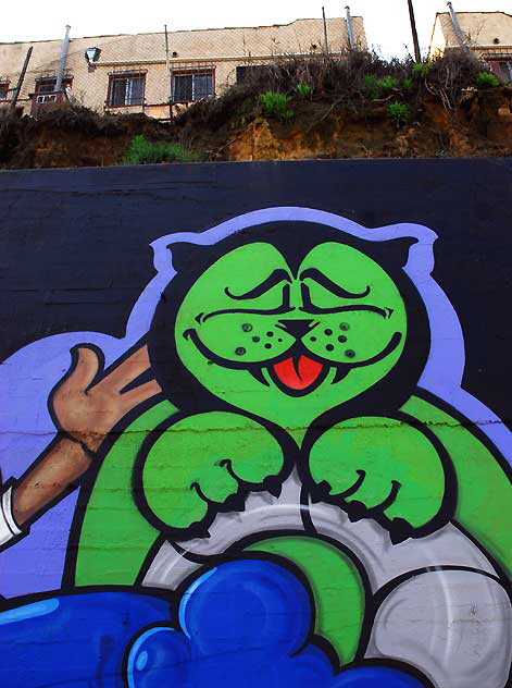 "Cat" mural, West Sunset Boulevard at Waterloo, Silverlake, photographed Monday, January 10, 2011