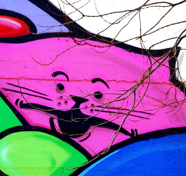 "Cat" mural, West Sunset Boulevard at Waterloo, Silverlake, photographed Monday, January 10, 2011