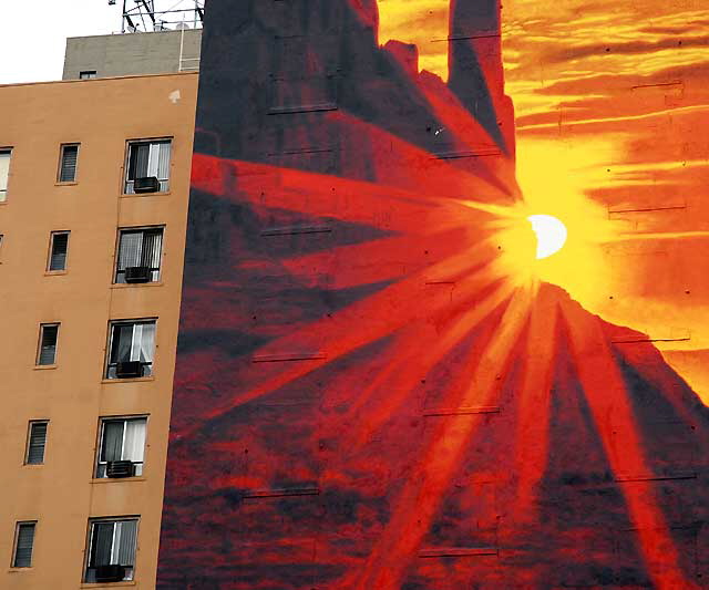 Sun at Monument Valley, Arizona Visitors Bureau promotion, south wall of the Hollywood Plaza Hotel on Vine, Hollywood, photographed Tuesday, January 11, 2011
