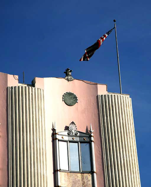 Flag over the Max Factor Building in Hollywood