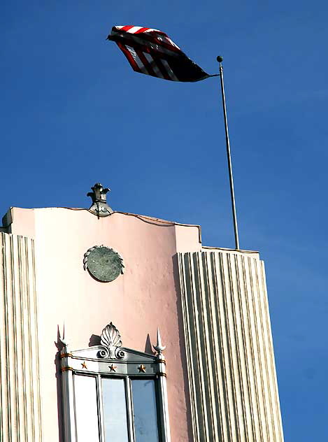 Flag over the Max Factor Building in Hollywood