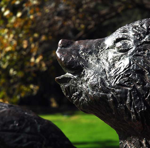 Bear statue at the entrance to Griffith Park, Wednesday, January 26, 2011  