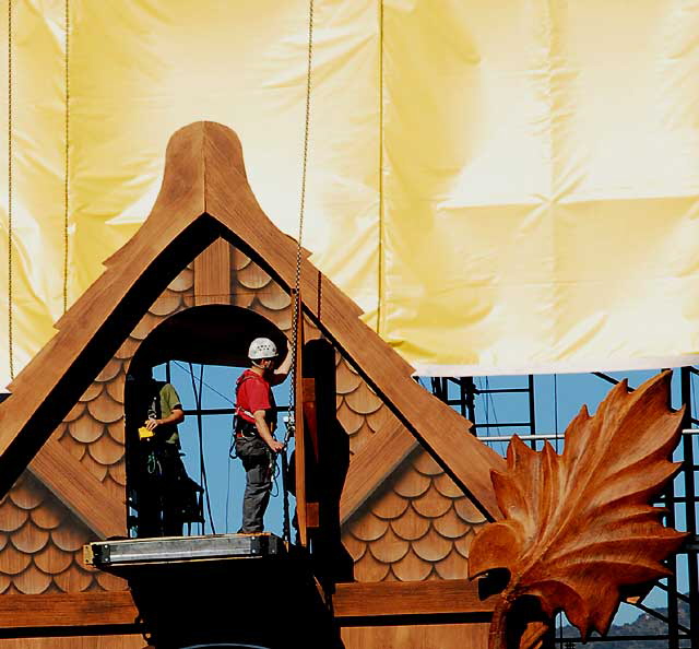 Kellogg's Cereal Promotion (world's largest cuckoo clock) being assembled at the Hollywood and Highland Center, Friday, January 28, 2011