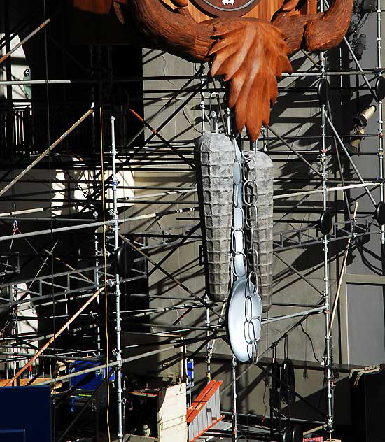 Kellogg's Cereal Promotion (world's largest cuckoo clock) being assembled at the Hollywood and Highland Center, Friday, January 28, 2011