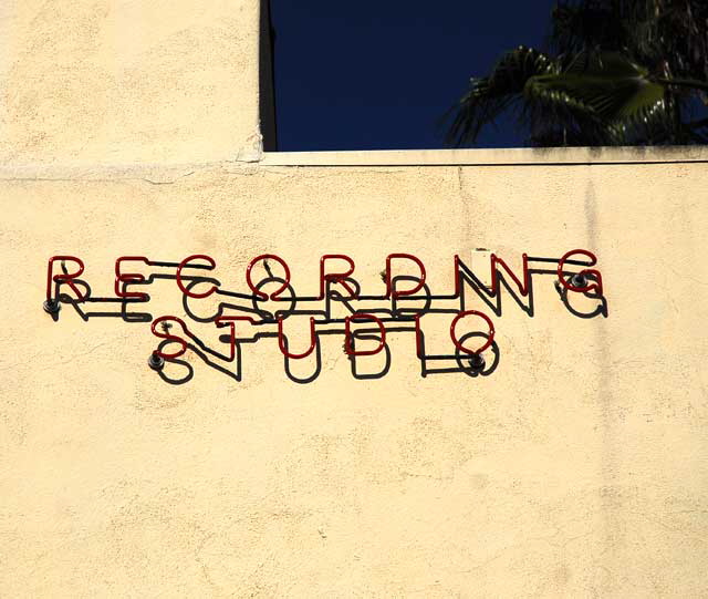 Recording Studio, neon sign on the corner of Gower Street at Carlton Way in Hollywood