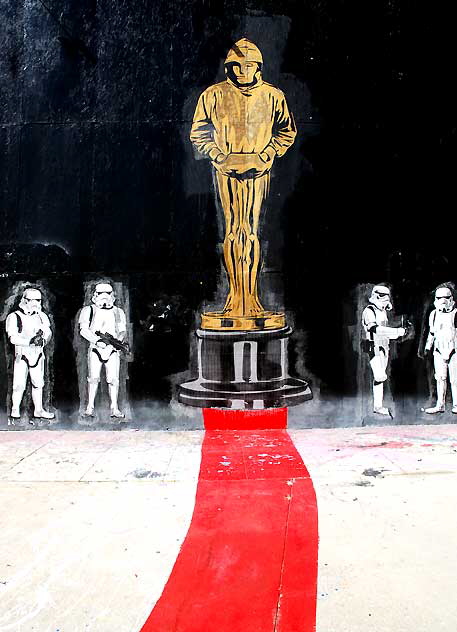 Banksy "Oscar" mural, La Brea south of Wilshire Boulevard, photographed Monday, February 28, 2011