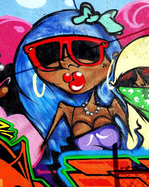 LA Girl, detail of mural behind Melrose Avenue