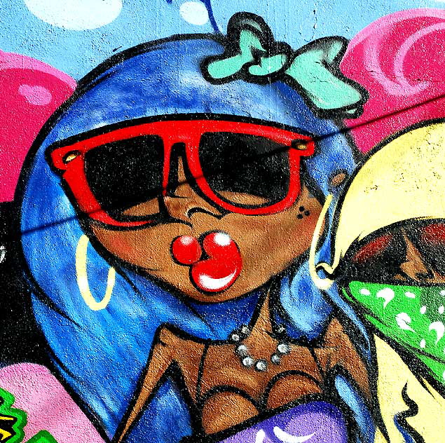 LA Girl, detail of mural behind Melrose Avenue