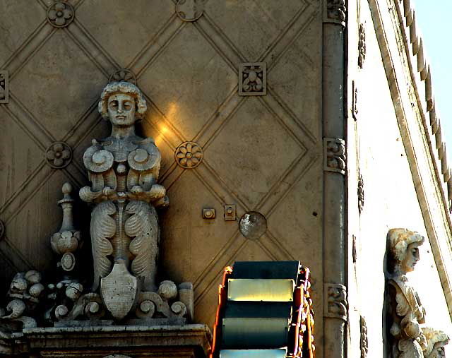 El Capitan Theater, 6838 Hollywood Boulevard, from 1926 - Spanish Colonial Revival exterior designed by Stiles O. Clements of the architectural firm of Morgan, Walls and Clements El Capitan Theater, 6838 Hollywood Boulevard, from 1926 - Spanish Colonial Revival exterior designed by Stiles O. Clements of the architectural firm of Morgan, Walls and Clements