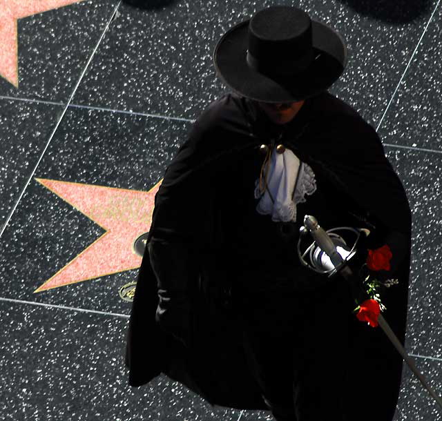 Zorro impersonator, Hollywood Boulevard