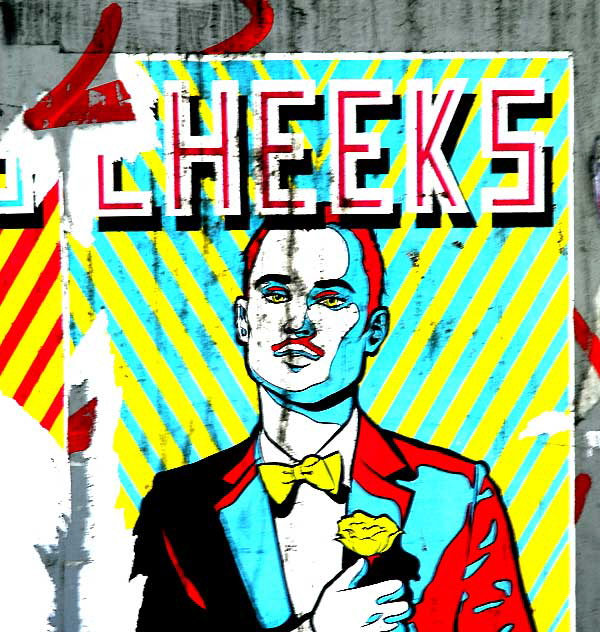 "Cheeks" poster, utility box, Poinsettia Place and Sunset Boulevard, Friday, February 11, 2011
