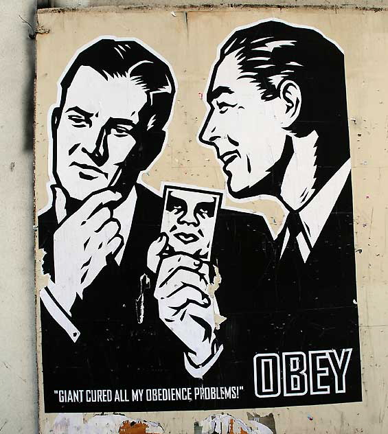 Shepard Fairey "Obey" graphic - north wall of the 1929 Hollywood News Building (Citizen News) at Selma and Wilcox - Friday, February 11, 2011