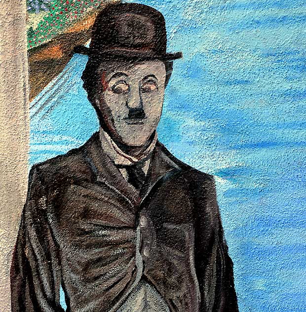 Charlie Chaplin - detail of the mural "Remembering Venice 1913" by David Legaspi - 2003 - Main at Market Street, Venice, California 
