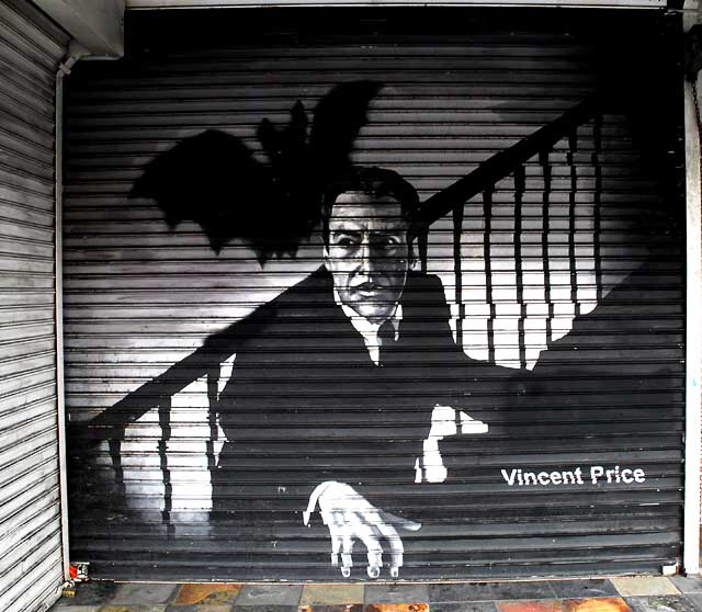 Vincent Price - rollup door on Hollywood Boulevard 
