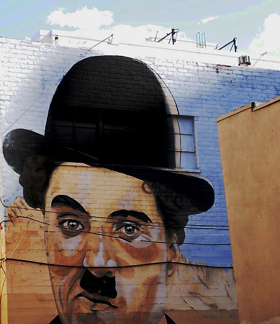Charlie Chapin mural, alley behind the Hollywood Wax Museum