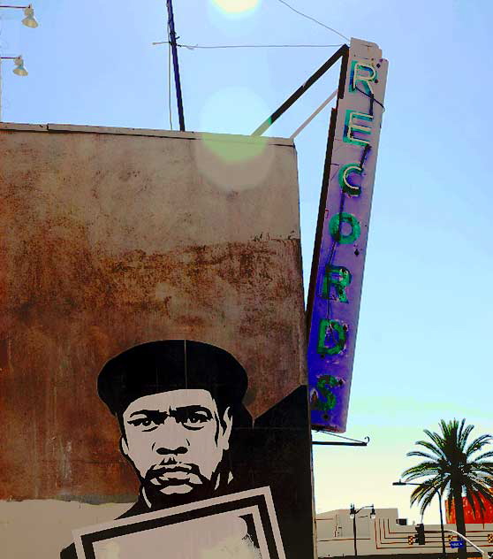 Graphic, Hispanic Man in Beret, Highland Avenue just north of Hollywood Boulevard, Thursday, February 17, 2011