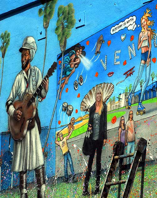 Work on the Venice Beach "History is Myth" mural, Friday, March 4, 2011