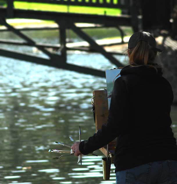 Artist at work, Echo Park Lake, Tuesday, March 8, 2011