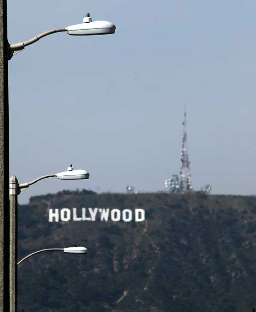 The Hollywood Sign as seen from Melrose Avenue at Gower