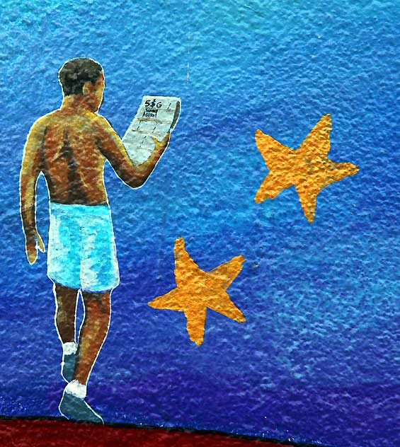 Detail of the 1991 mural by Annie Sperling, A Mural Dedicated to Peace ("Silver Lake Mi Amor") - Sunset Boulevard and Hyperion