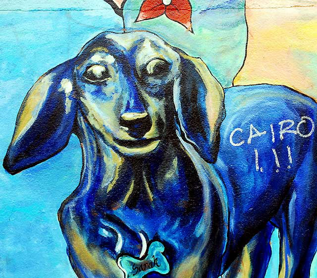 Detail of the 1991 mural by Annie Sperling, A Mural Dedicated to Peace ("Silver Lake Mi Amor") - Sunset Boulevard and Hyperion