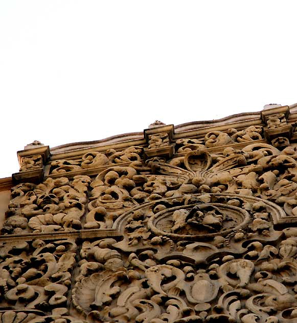 Façade at Spanish Colonial Revival building on Hollywood Boulevard