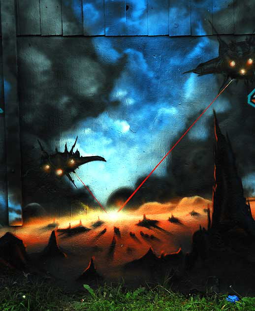 War of the Worlds mural, alley behind Melrose Avenue, photographed Monday, March 21, 2011