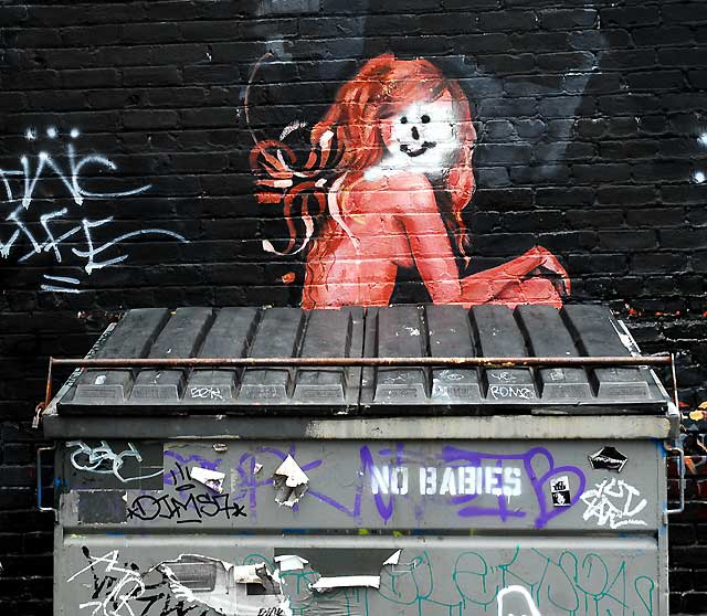 No Babies - dumpster in alley behind Melrose Avenue