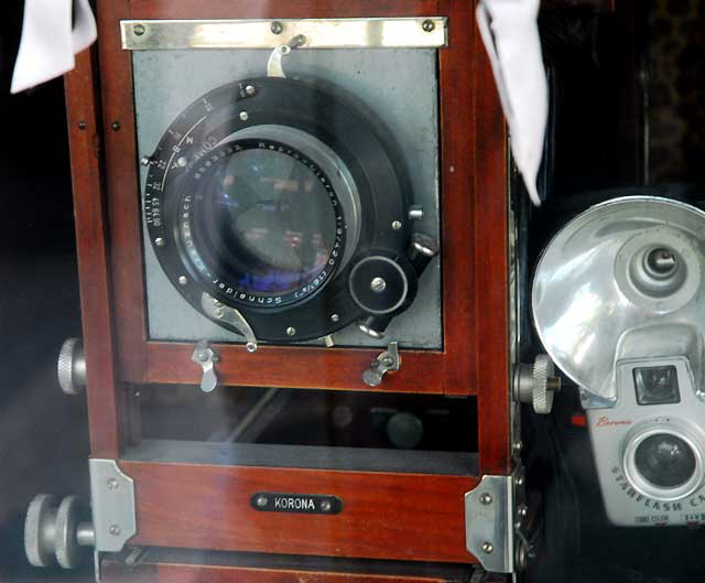 Antique camera in the window of the Betty Page Store, Hollywood Boulevard at Cherokee