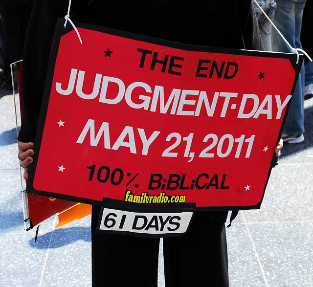 Judgment Day, May 21, 2011 - sandwich board, Hollywood Boulevard, Tuesday, March 22, 2011  