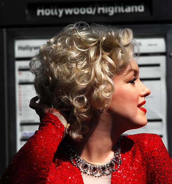 Wax figure of Marilyn Monroe on Hollywood Boulevard, Tuesday, March 22, 2011