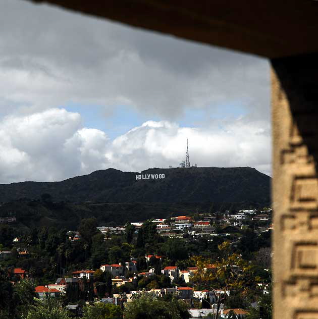 The Hollywood Sign as seen from the Frank Lloyd Wright Hollyhock House, Friday, March 25, 2011