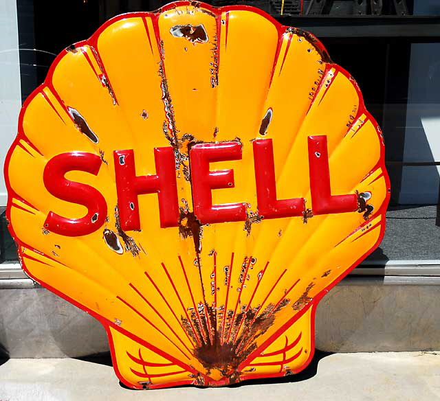 Shell Oil sign for sale at Off the Wall Antiques, Melrose Avenue, Monday, April 4, 2011