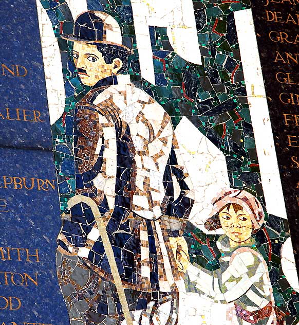 Charlie Chaplin - Millard Sheets mosaic mural, bank plaza at Sunset and Vine