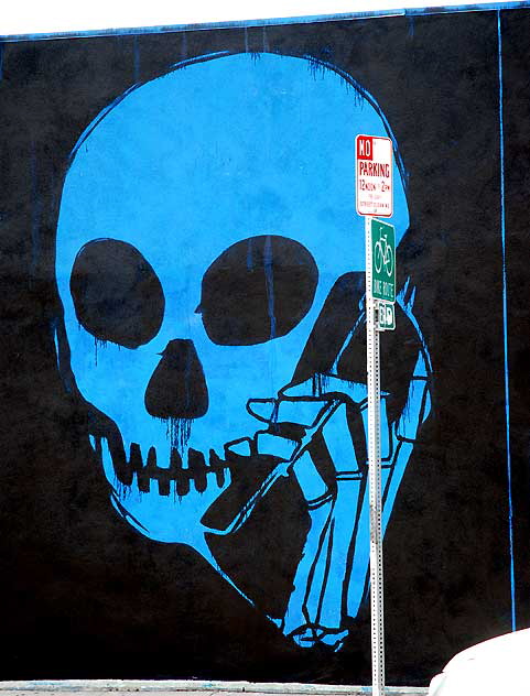 Cell Phone Skull, east wall of Dangerbird Records, Sunset Boulevard in Silverlake 