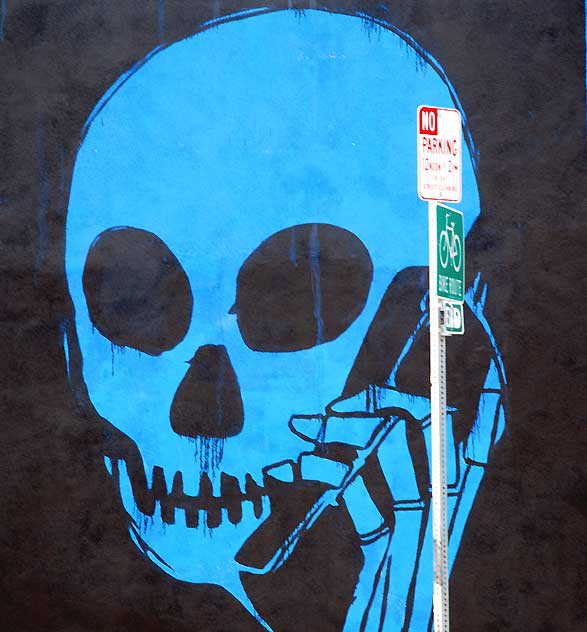 Cell Phone Skull, east wall of Dangerbird Records, Sunset Boulevard in Silverlake 