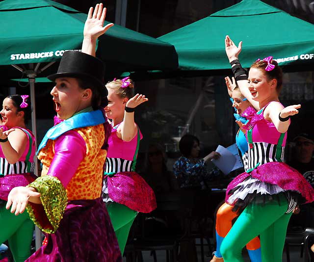 Dancers on Hollywood Boulevard between Grauman's Chinese Theater and Madame Tussauds Wax Museum, Tuesday, April 12, 2011