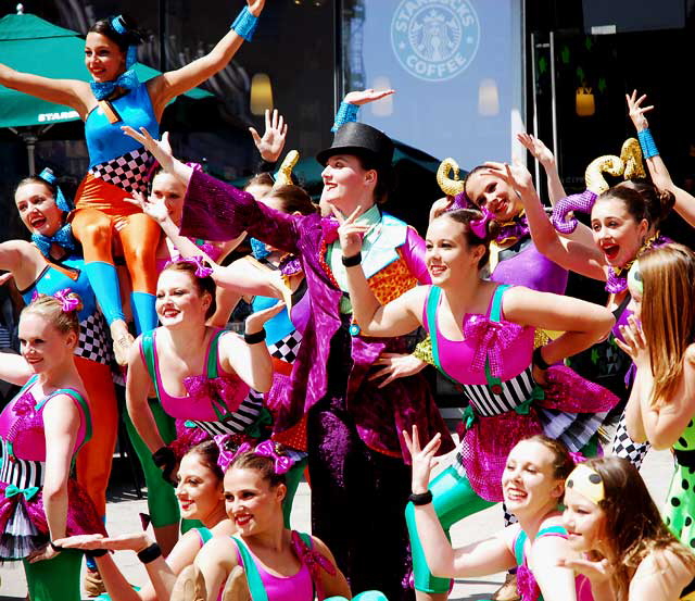 Dancers on Hollywood Boulevard between Grauman's Chinese Theater and Madame Tussauds Wax Museum, Tuesday, April 12, 2011