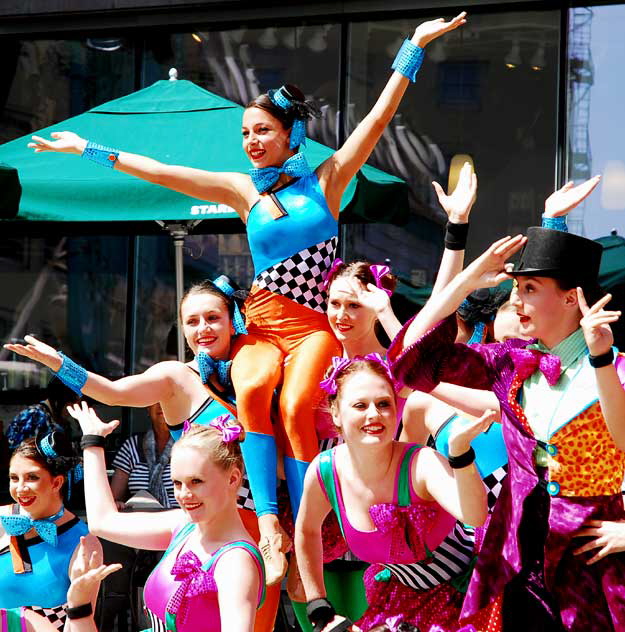 Dancers on Hollywood Boulevard between Grauman's Chinese Theater and Madame Tussauds Wax Museum, Tuesday, April 12, 2011