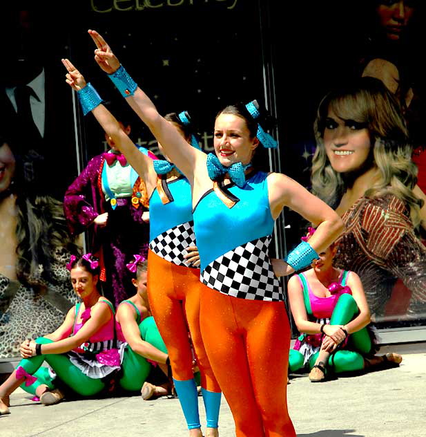 Dancers on Hollywood Boulevard between Grauman's Chinese Theater and Madame Tussauds Wax Museum, Tuesday, April 12, 2011