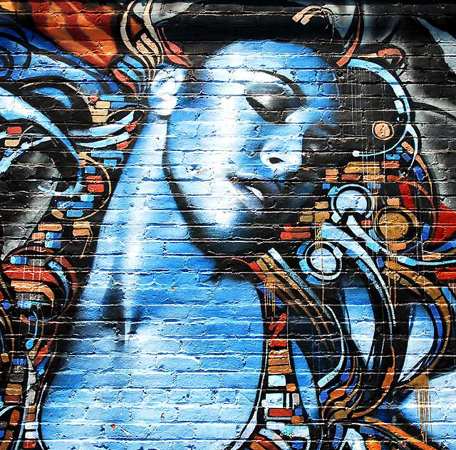 Blue Woman on Brick - Melrose Avenue back-alley mural, Monday, May 30, 2011