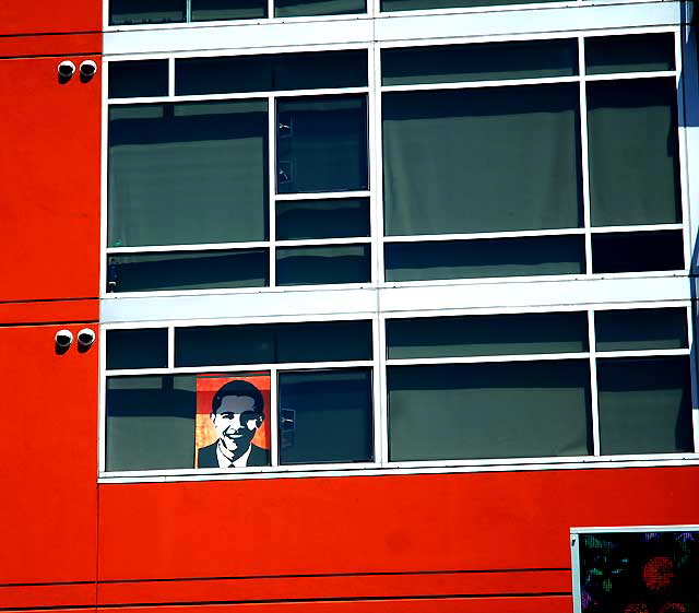 Obama in a window just south of Hollywood and Vine, Wednesday, May 11, 2011