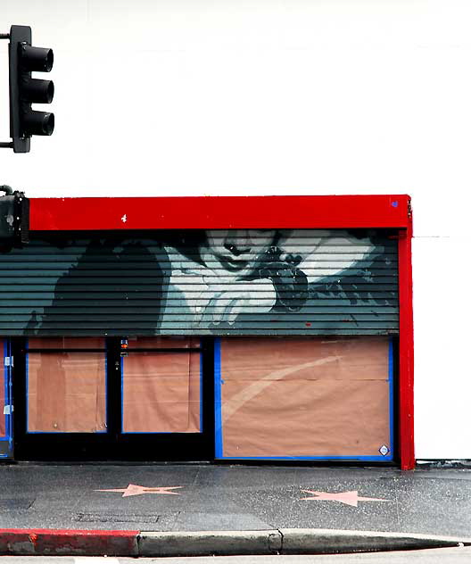 Marlene Dietrich, rollup door, Hollywood Boulevard