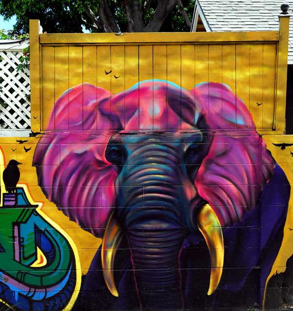 Elephant - detail of Melrose Avenue mural, Monday, June 6, 2011