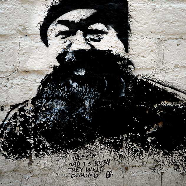 Bearded Man - stencil in Melrose Avenue parking lot, Monday, June 13, 2011
