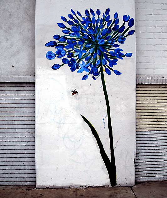"Random Act" Flower (agapanthus) with Bee - North La Brea Avenue, Los Angeles, Thursday, June 16, 2011