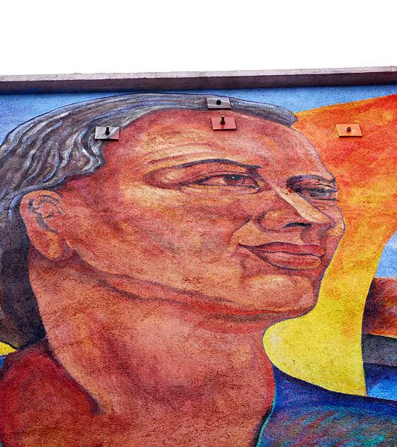 Detail of "Sculpting Another Destiny" - the mural by Ricardo Mendoza at 1571 Sunset Boulevard at Echo Park Avenue, on two walls of Clinica Santa Maria 