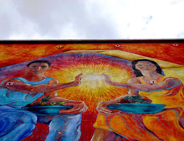 Detail of "Sculpting Another Destiny" - the mural by Ricardo Mendoza at 1571 Sunset Boulevard at Echo Park Avenue, on two walls of Clinica Santa Maria 